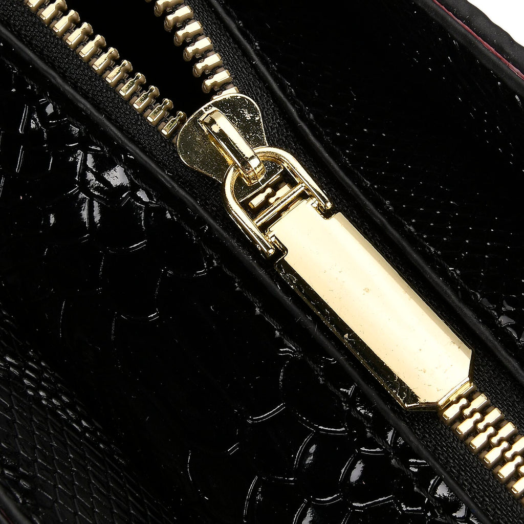 Designer Inspired- Elegant Snake-Print Embossed Satchel Handbag - Grey