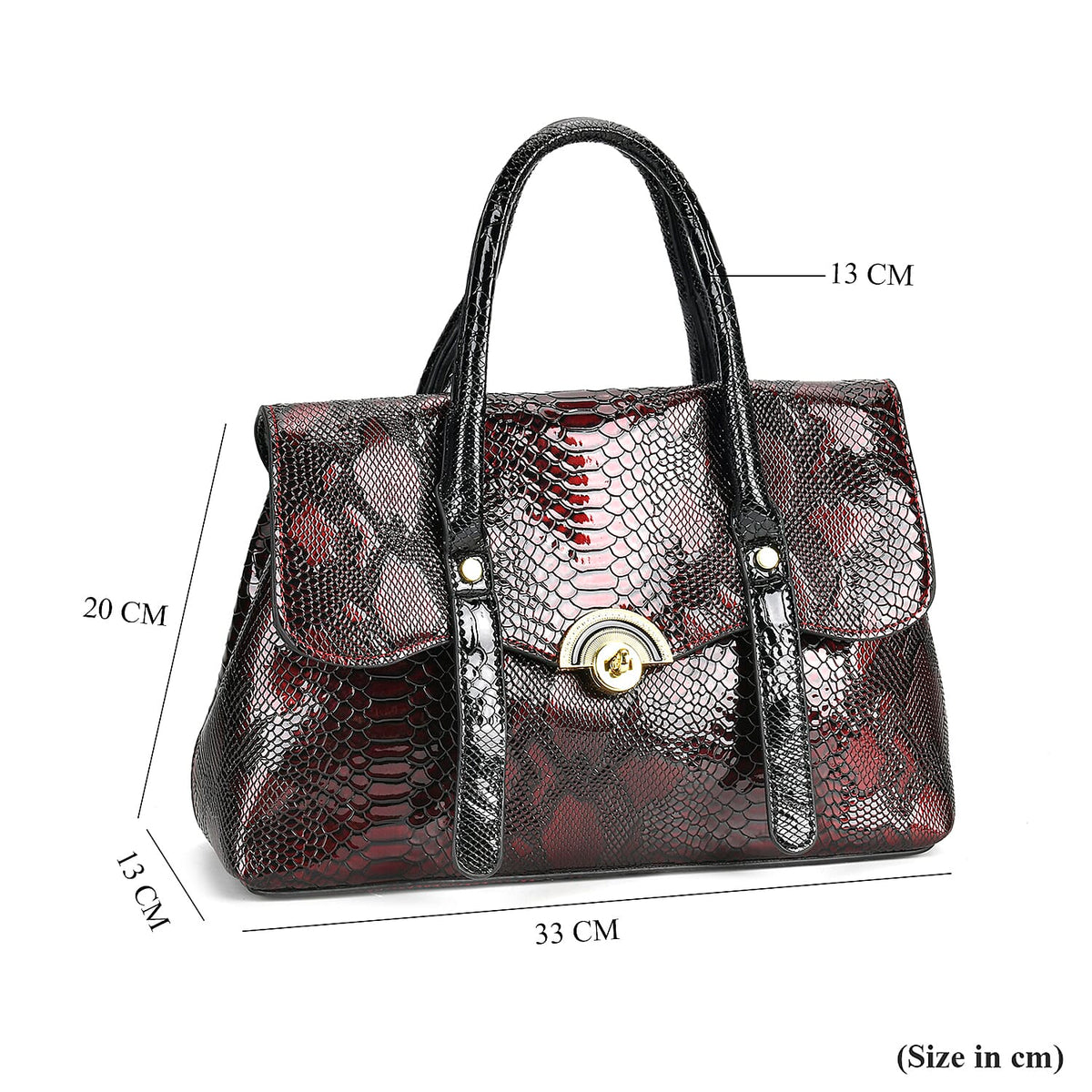Designer Inspired- Elegant Snake-Print Embossed Satchel Handbag 7767473 7