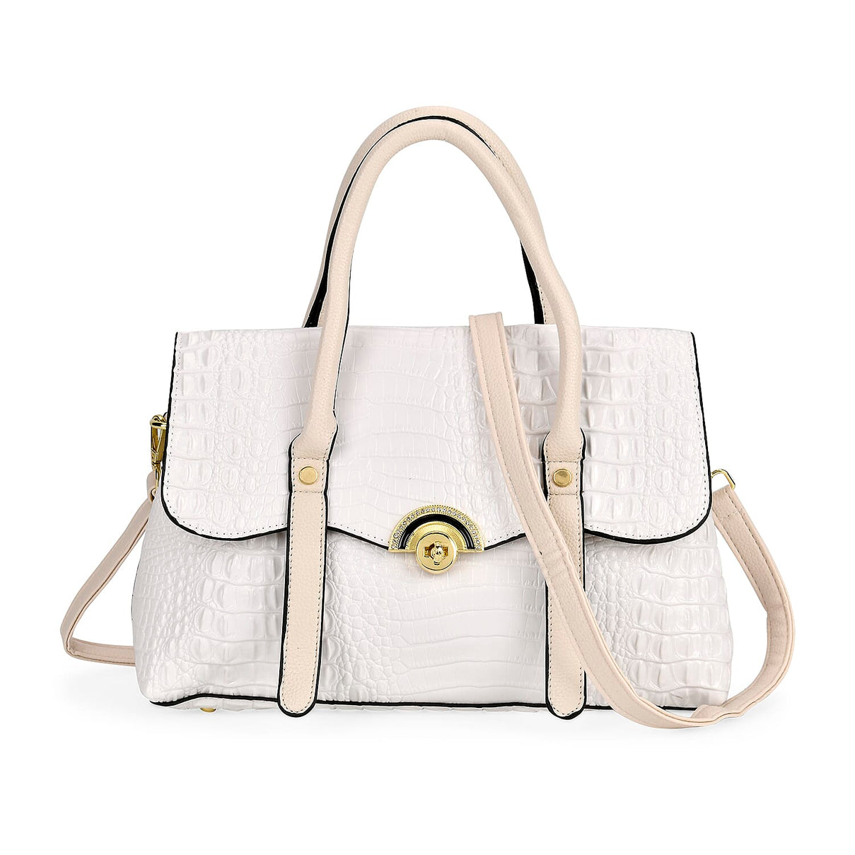 Designer Inspired- Elegant Croc-Embossed Satchel Handbag 7767480 0
