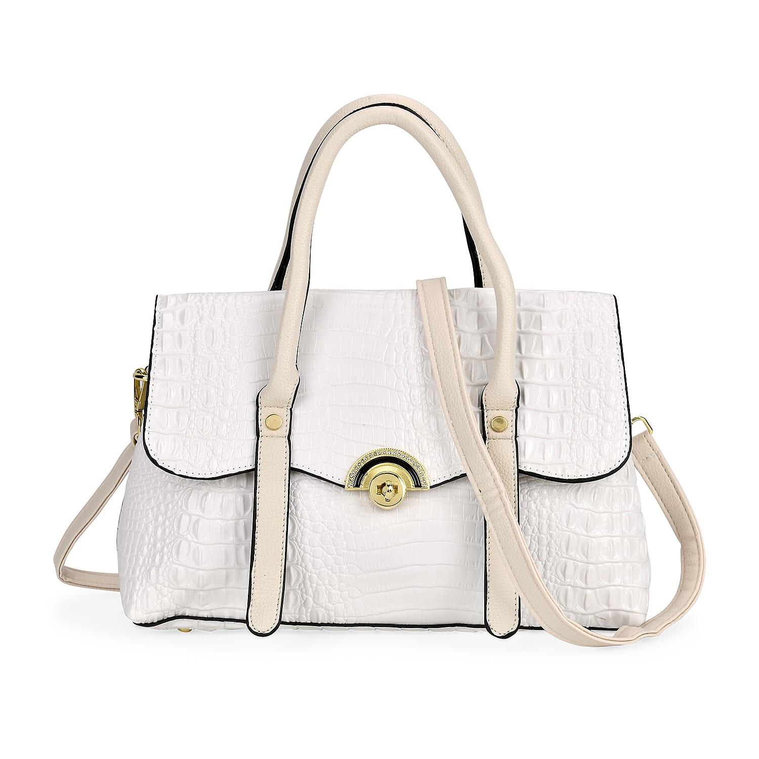 Designer Inspired- Elegant Croc-Embossed Satchel Handbag 7767480 0