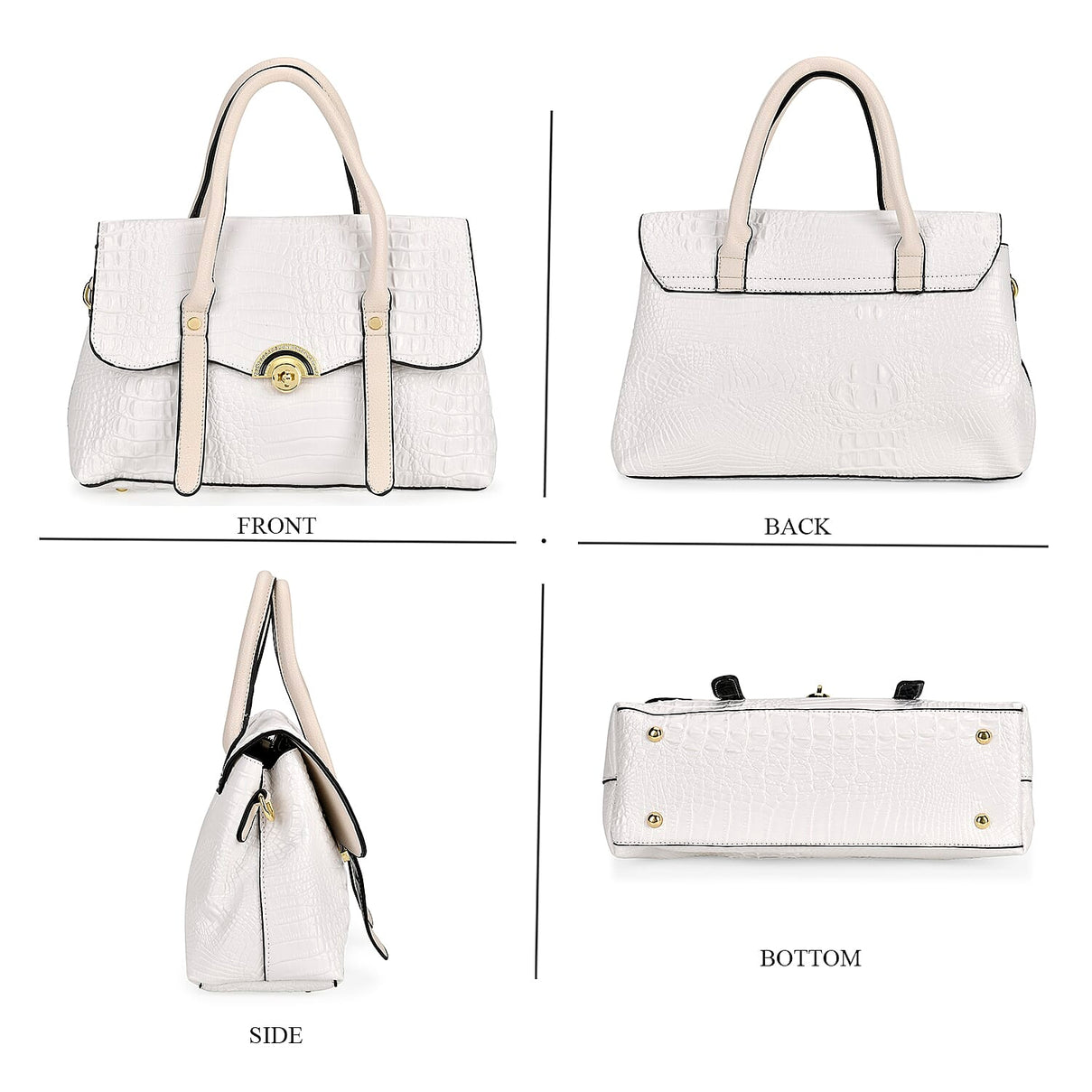 Designer Inspired- Elegant Croc-Embossed Satchel Handbag 7767480 4