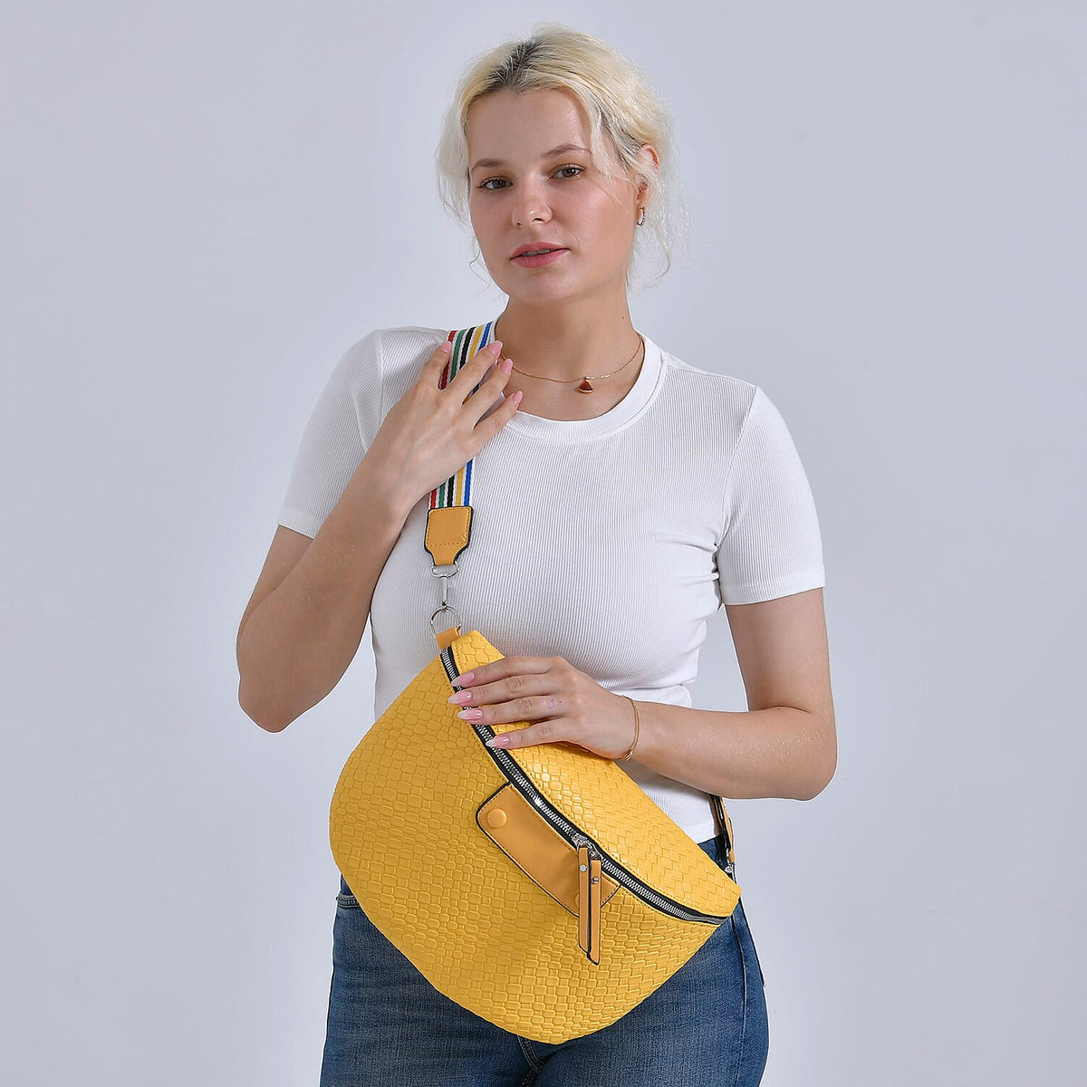 PU Solid Crossbody Bag (Size 33x11x24 cm) - Yellow &amp; Brown V32646591 3