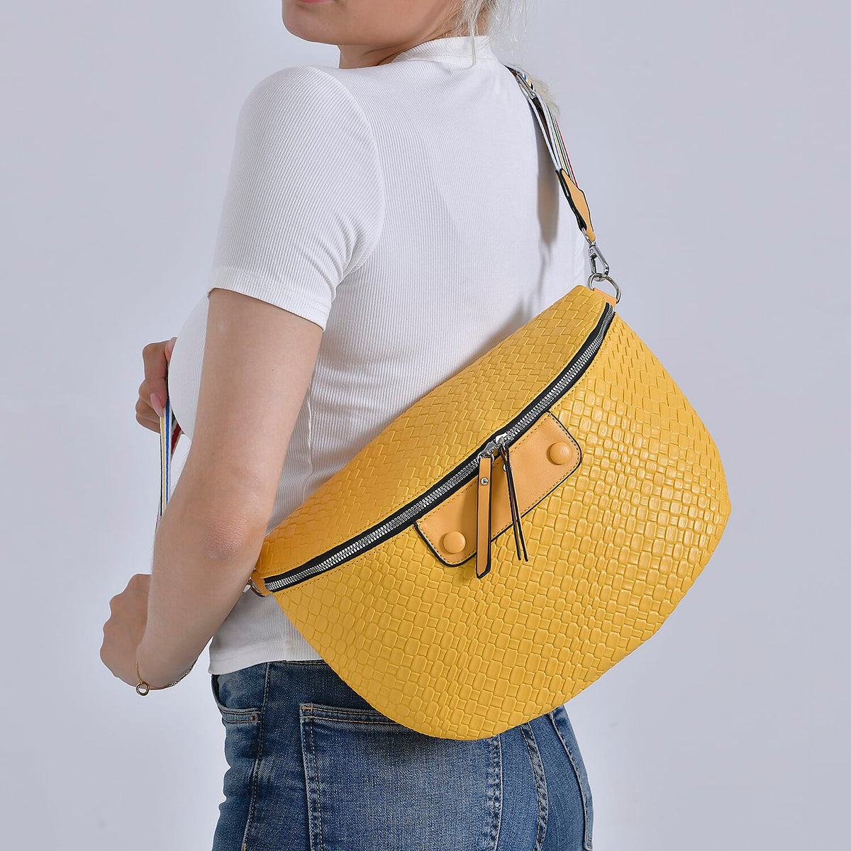 PU Solid Crossbody Bag (Size 33x11x24 cm) - Yellow &amp; Brown V32646591 5