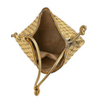 Leatherette Weave Pattern Crossbody Bag - Gold