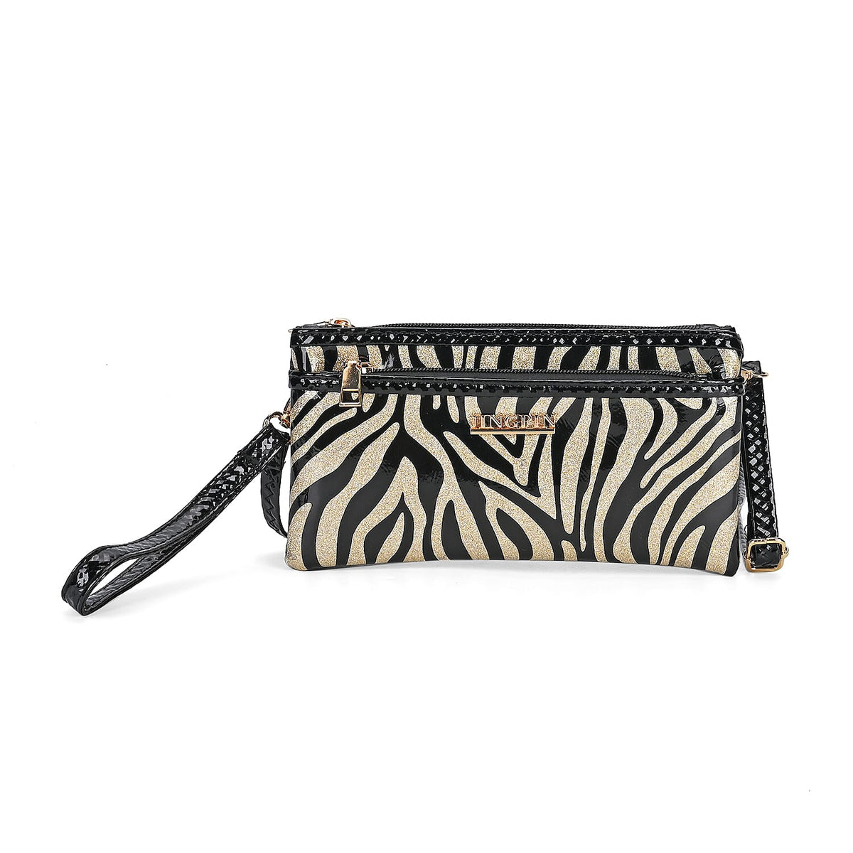 Leatherette Zebra Pattern Crossbody Bag - Gold Zebra 7849598 0