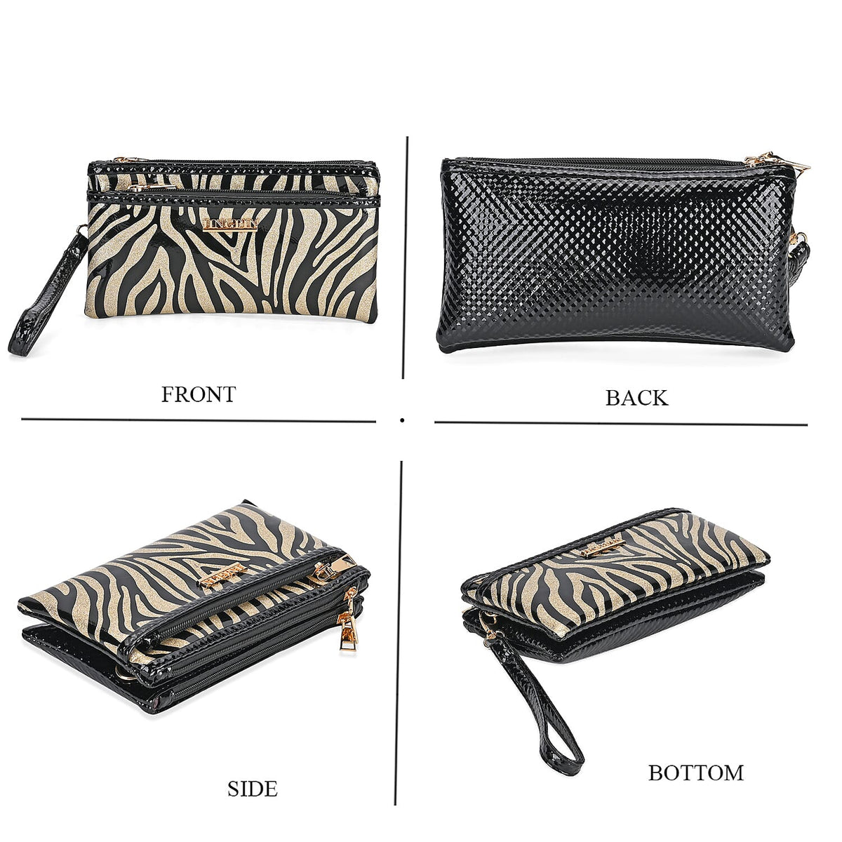 Leatherette Zebra Pattern Crossbody Bag - Gold Zebra 7849598 4