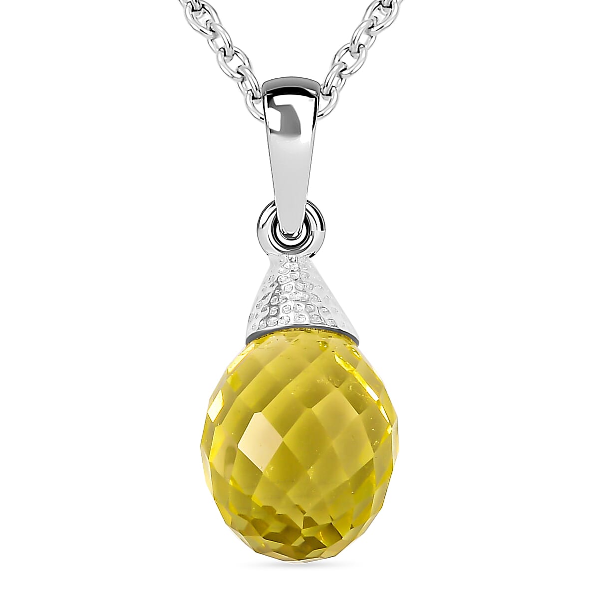Lemon Quartz Solitaire Pendant with Chain (Size 20) 7.50  Ct. 4300042 0