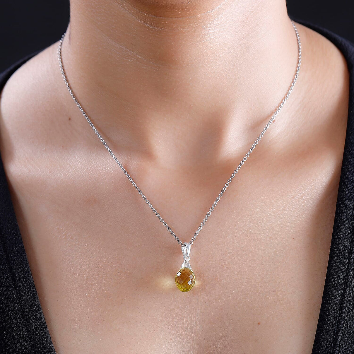 Lemon Quartz Solitaire Pendant with Chain (Size 20) 7.50  Ct. 4300042 2