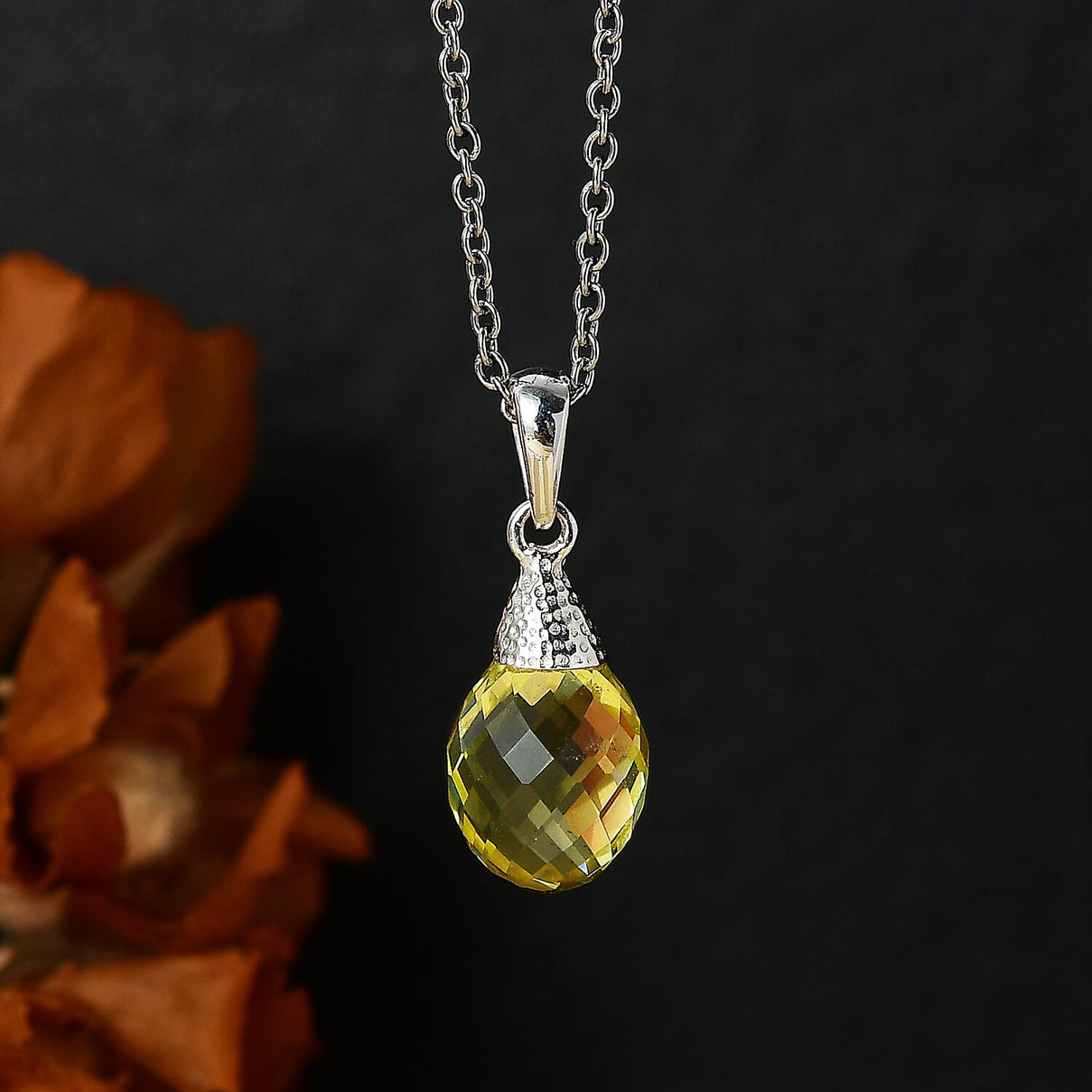 Lemon Quartz Solitaire Pendant with Chain (Size 20) 7.50  Ct. 4300042 3