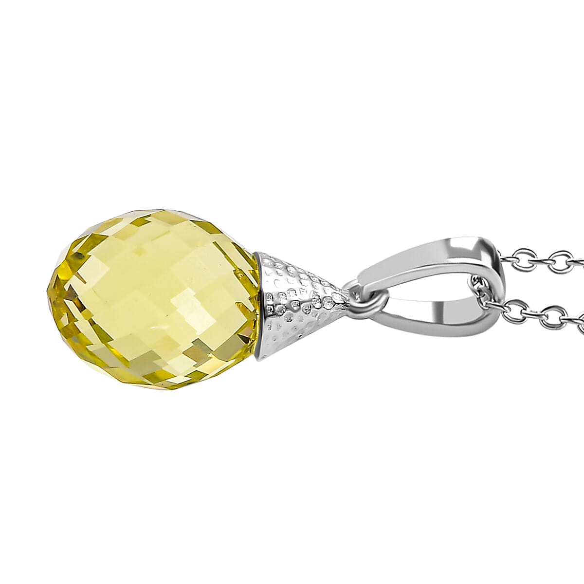 Lemon Quartz Solitaire Pendant with Chain (Size 20) 7.50  Ct. 4300042 4