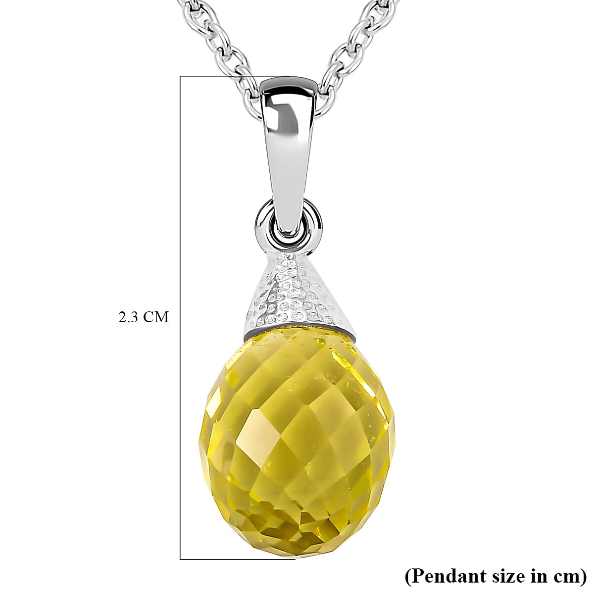 Lemon Quartz Solitaire Pendant with Chain (Size 20) 7.50  Ct. 4300042 5