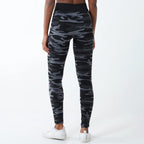 Camouflage Fleece Lined Leggings - Black & Grey (Size 12-14)