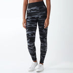 Camouflage Fleece Lined Leggings - Black & Grey (Size 12-14)