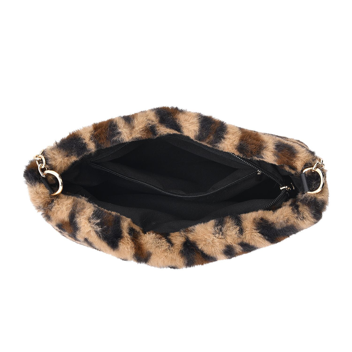 Leopard Pattern Faux Fur Shoulder Bag with Metal Chain 7201635 4