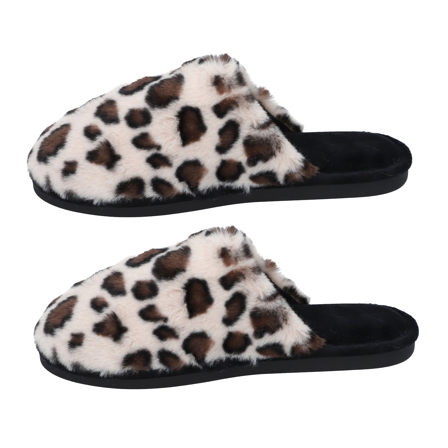 Leopard Pattern Faux Fur Slippers - Off White 3871375 4