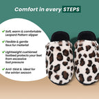 Leopard Pattern Faux Fur Slippers (Size 3-4) - Off White