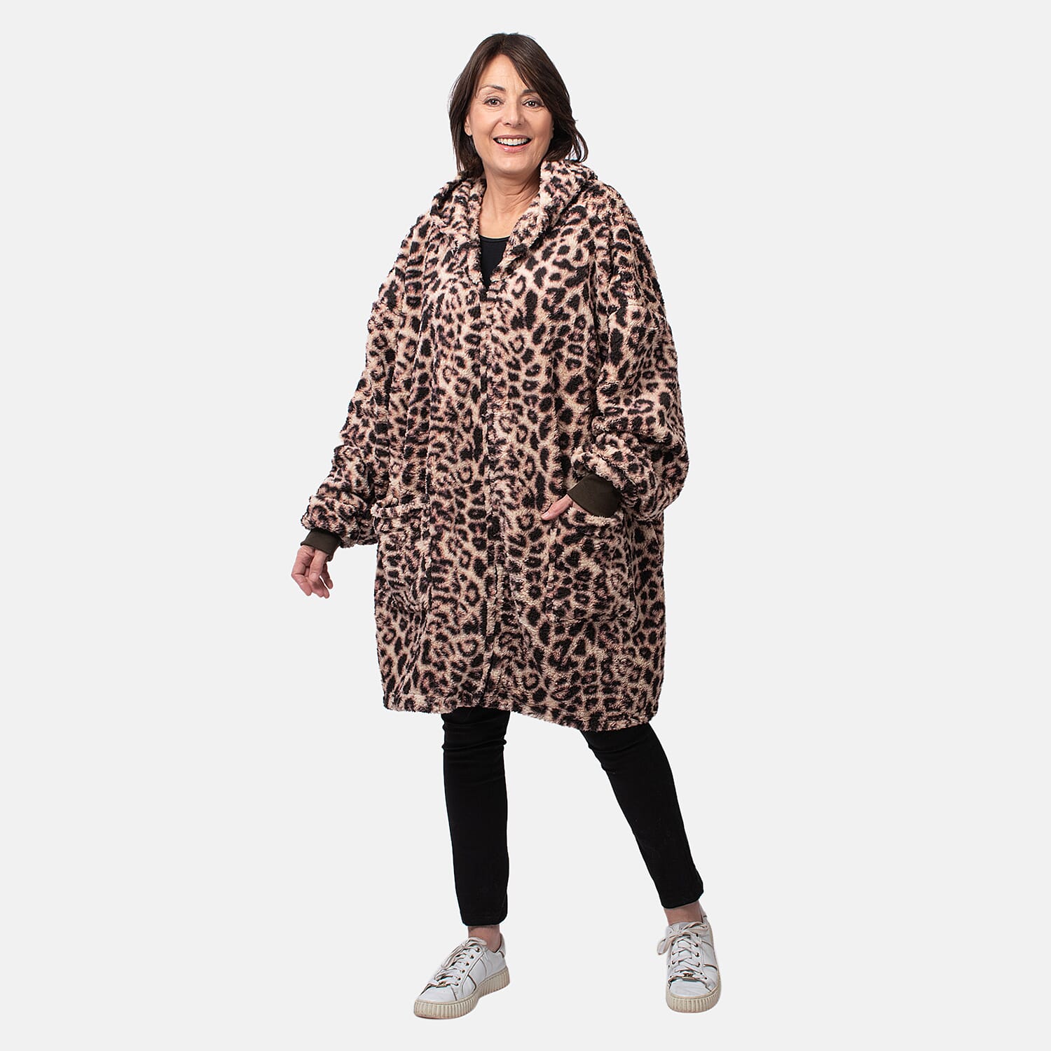 Patterned Lightweight Sherpa Zipped Hoodie 7621517 2
