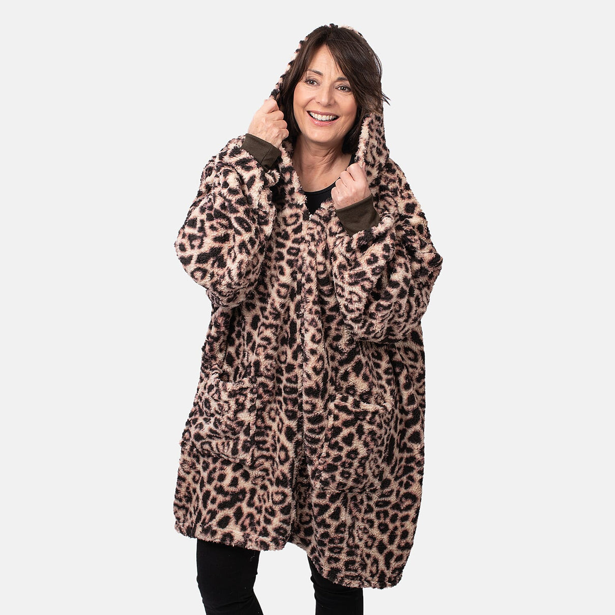 Patterned Lightweight Sherpa Zipped Hoodie 7621517 3