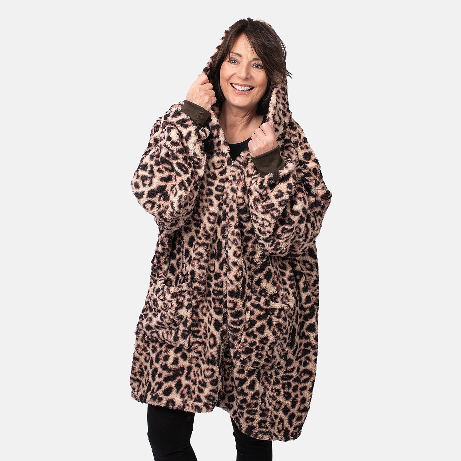 Patterned Lightweight Sherpa Zipped Hoodie 7621517 3