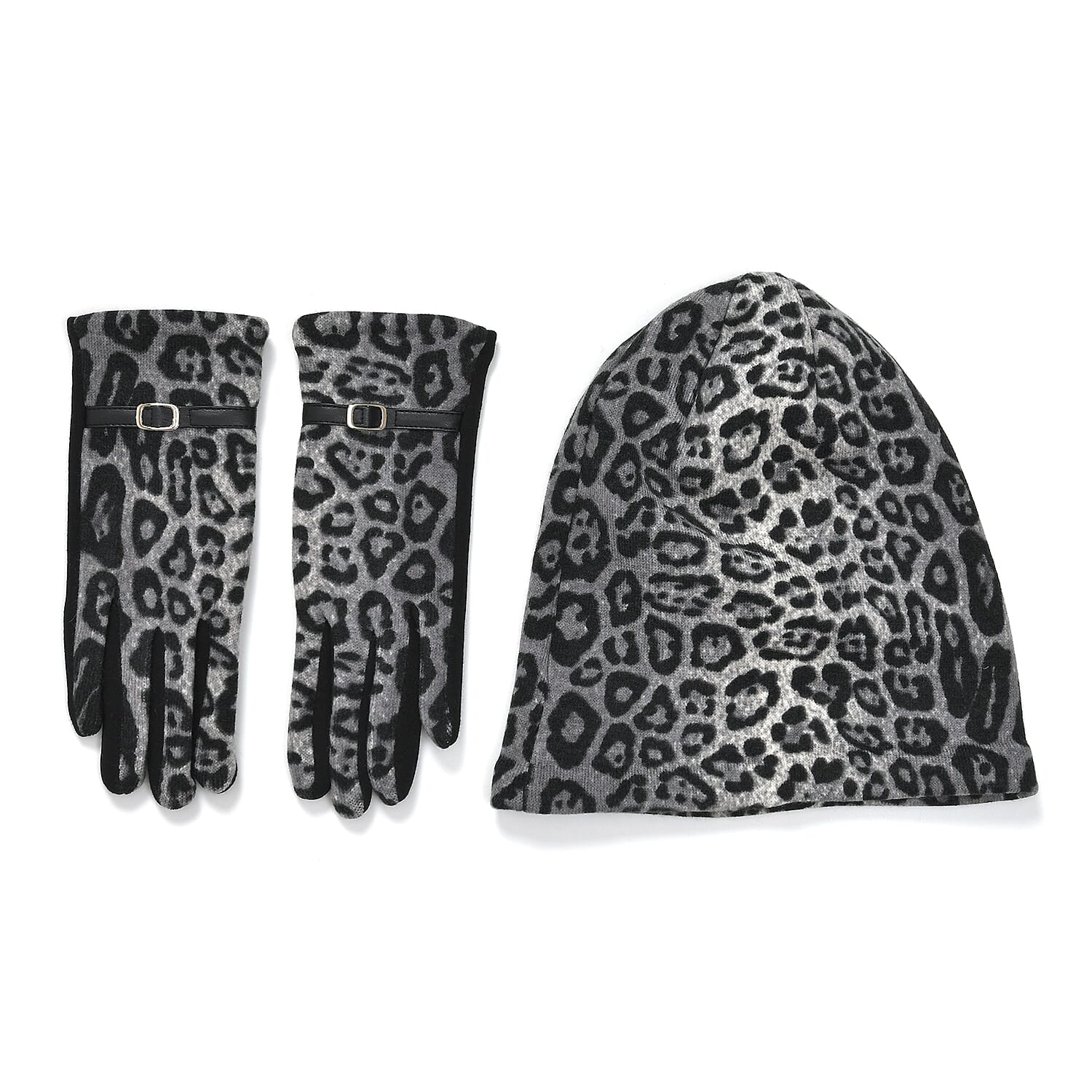 Leopard Print Benie Hat and Gloves Set 7850634 0