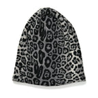 Leopard Print Benie Hat and Gloves Set - Black