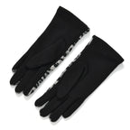 Leopard Print Benie Hat and Gloves Set - Black