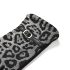 Leopard Print Benie Hat and Gloves Set - Black