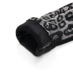 Leopard Print Benie Hat and Gloves Set - Black