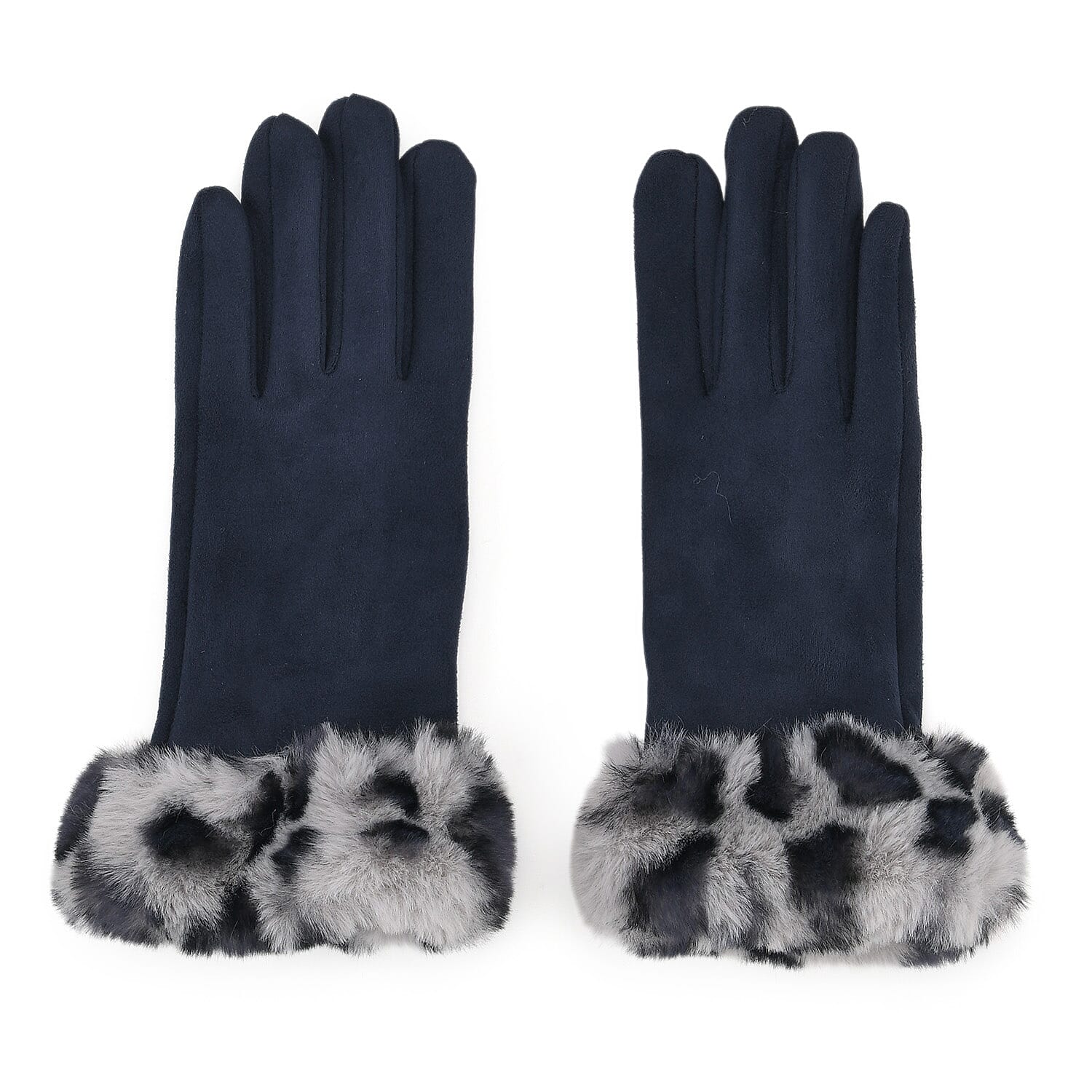 Ladies' Leopard Print Gloves with Faux Fur Cuff 8206568 5