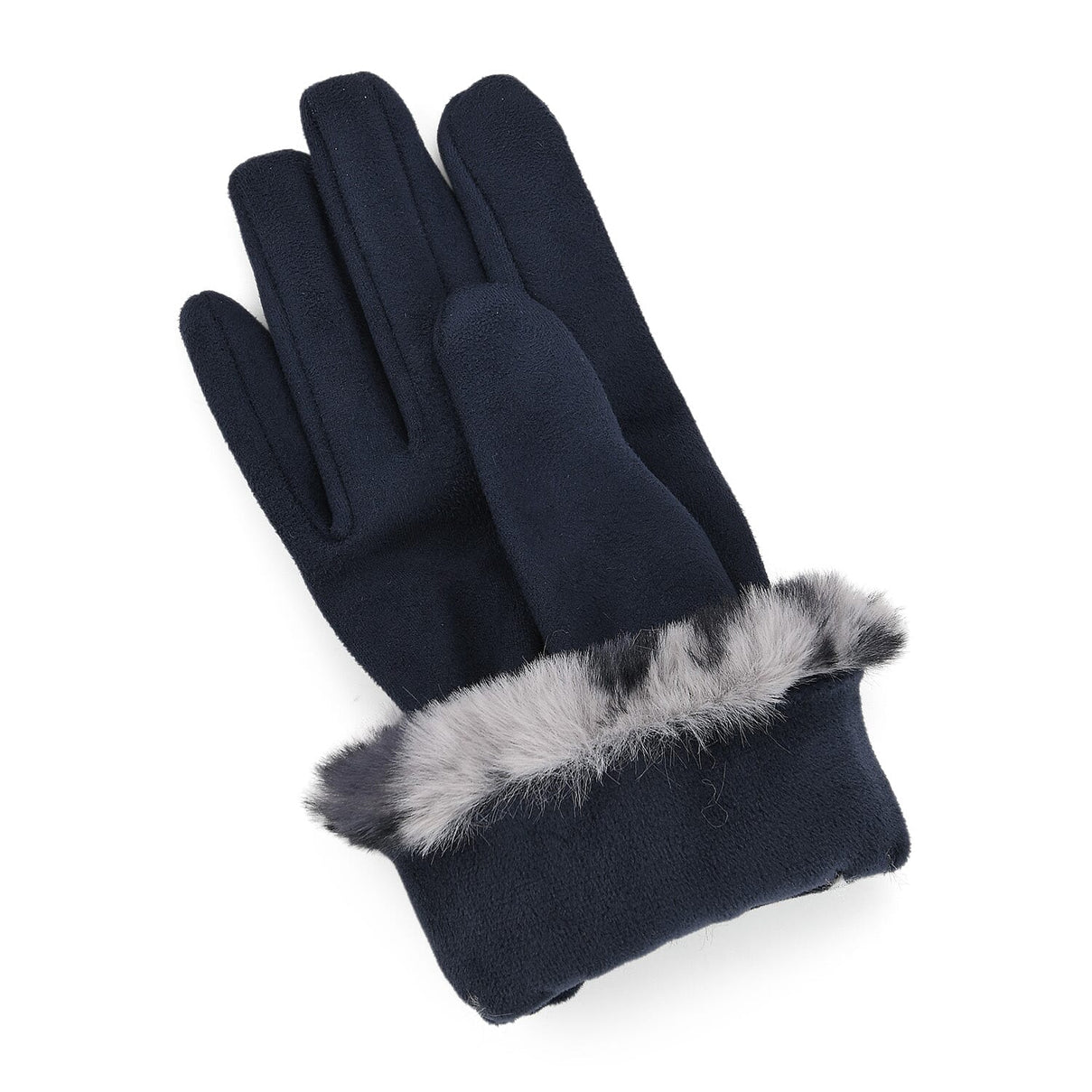 Ladies' Leopard Print Gloves with Faux Fur Cuff 8206568 8