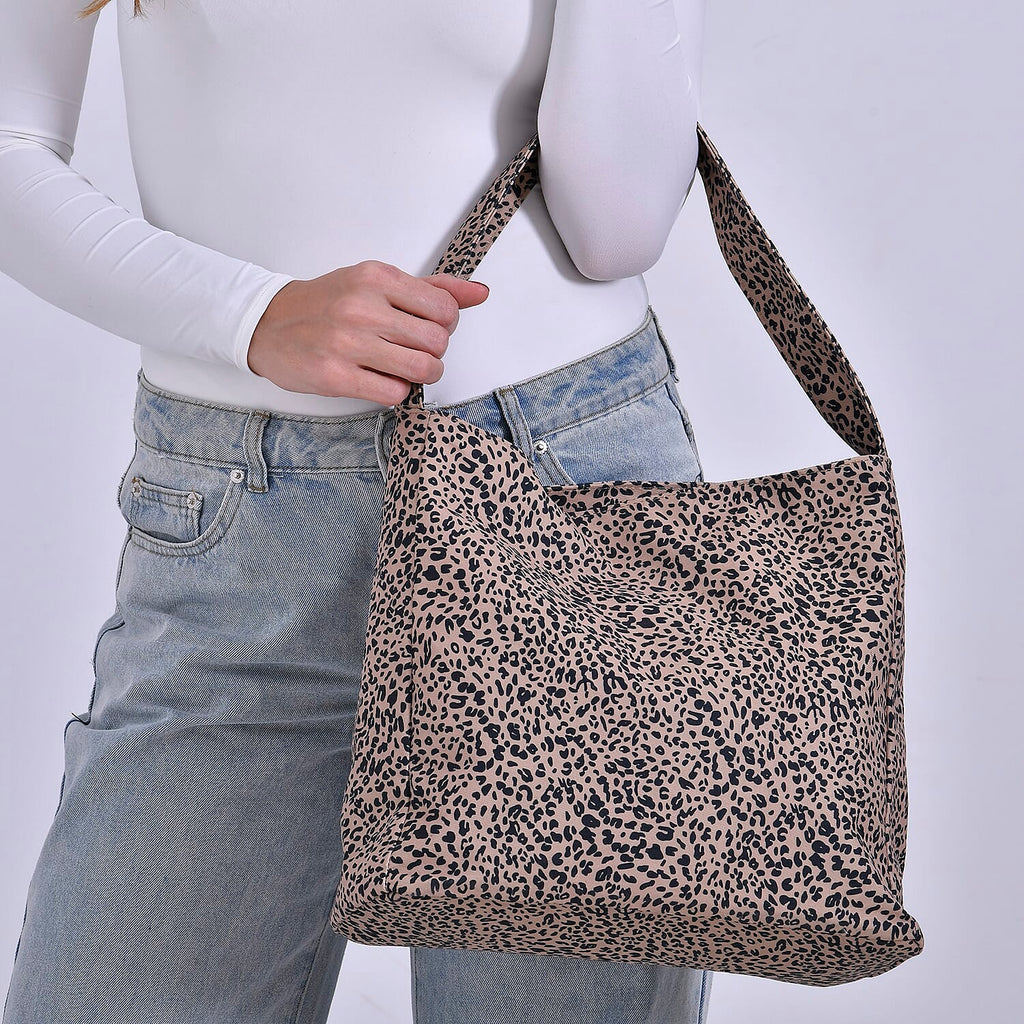 Leopard Print Tote Bag - Brown