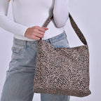Leopard Print Tote Bag - Brown