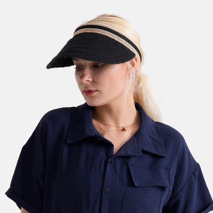 Lifestyle 100% Paper Floral Texture Straw Hat (57-58cm) - Black 8519855 2