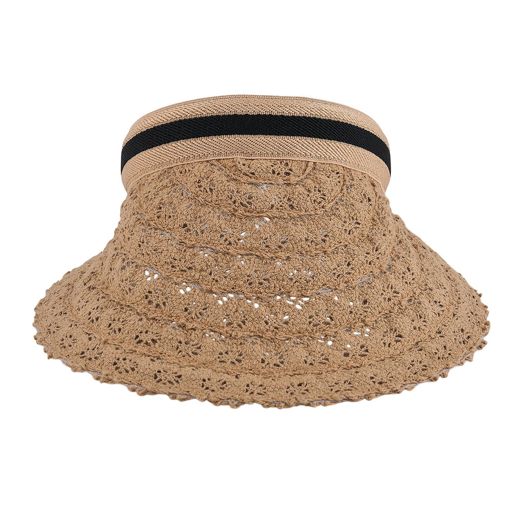 Lifestyle 100% Paper Floral Texture Straw Hat (57-58cm) - Light Khaki