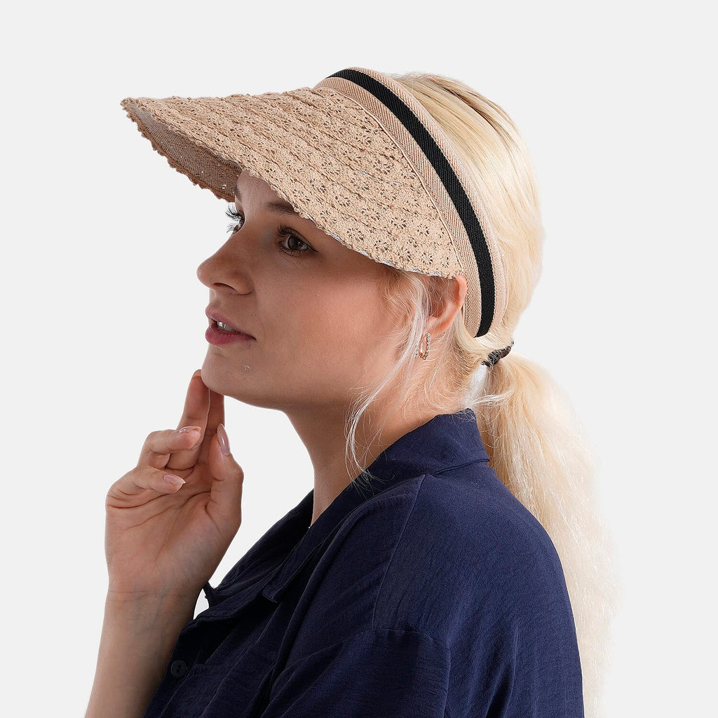 Lifestyle 100% Paper Floral Texture Straw Hat (57-58cm) - Light Khaki