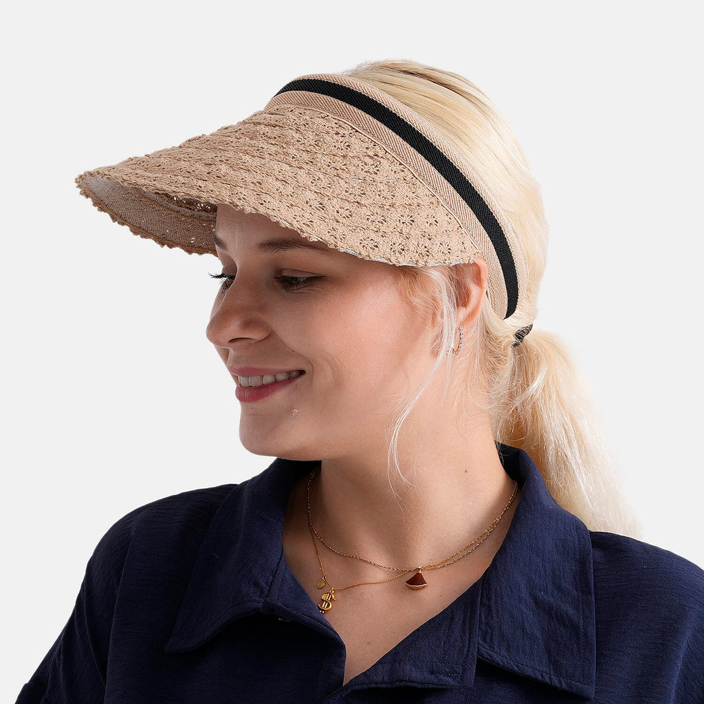 Lifestyle 100% Paper Floral Texture Straw Hat (57-58cm) - Light Khaki