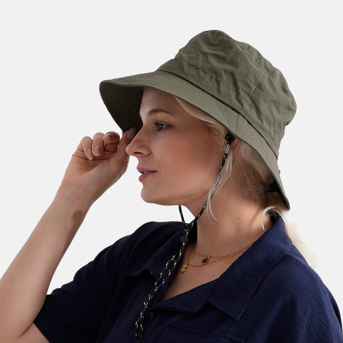 Lifestyle Foldable Sun Hat (58cm) - Olive Green V32515572 3