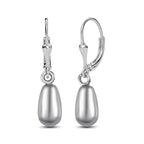 Light Grey Pearl Finest Austrian Crystal Earrings in Platinum Overlay Sterling Silver 7.45 Ct.
