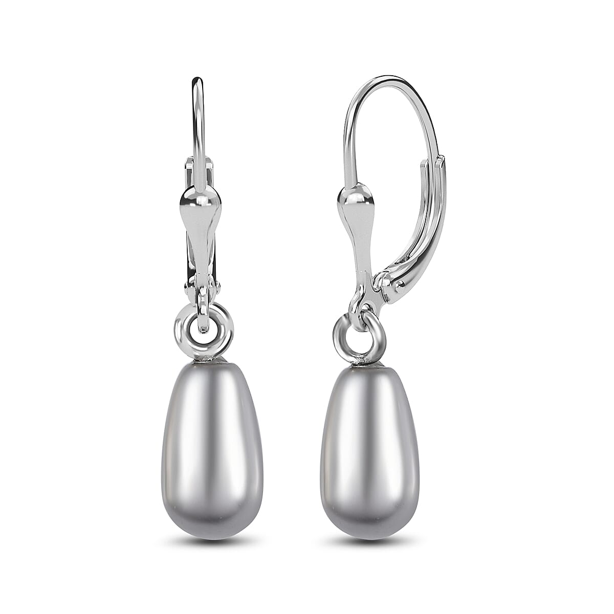 Light Grey Pearl Finest Austrian Crystal Earrings in Platinum Overlay Sterling Silver 7.45 Ct. 7657877 0