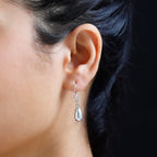 Light Grey Pearl Finest Austrian Crystal Earrings in Platinum Overlay Sterling Silver 7.45 Ct.