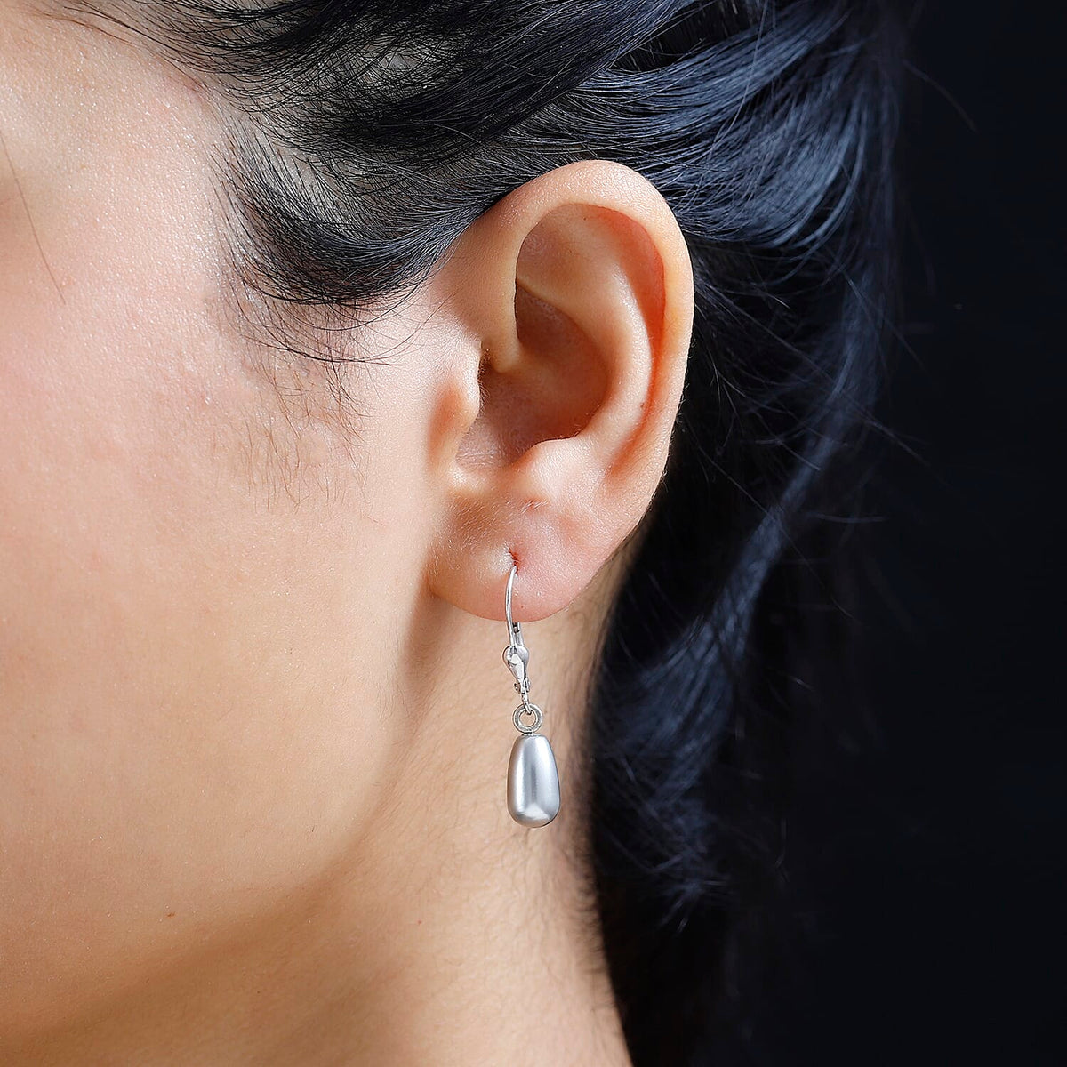 Light Grey Pearl Finest Austrian Crystal Earrings in Platinum Overlay Sterling Silver 7.45 Ct. 7657877 2