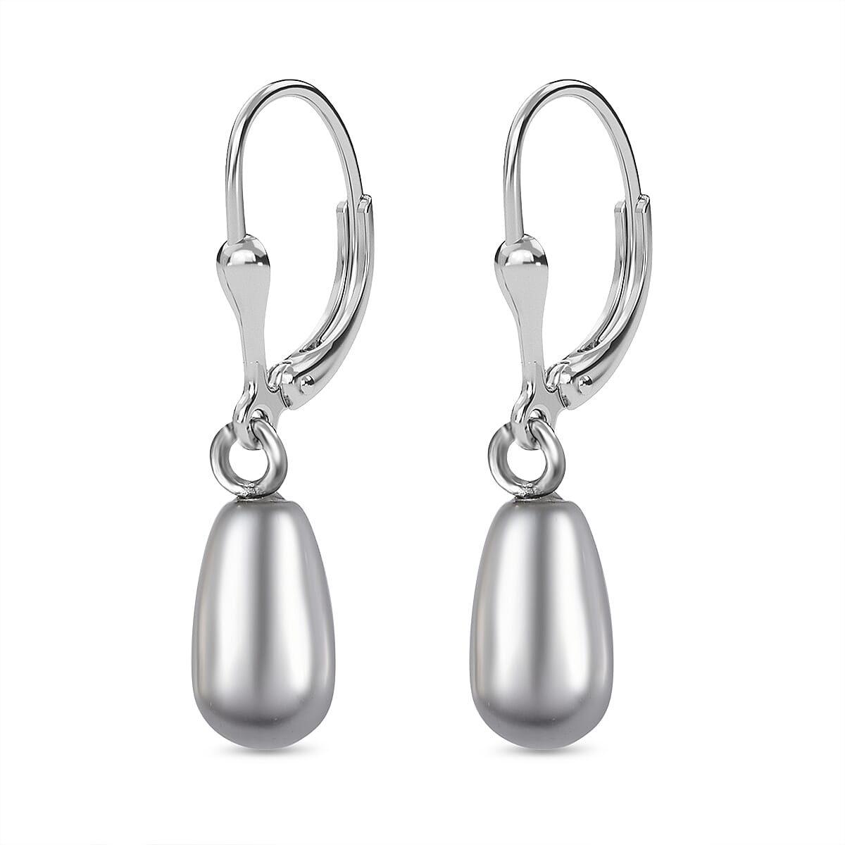 Light Grey Pearl Finest Austrian Crystal Earrings in Platinum Overlay Sterling Silver 7.45 Ct. 7657877 3