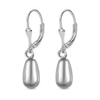 Light Grey Pearl Finest Austrian Crystal Earrings in Platinum Overlay Sterling Silver 7.45 Ct.