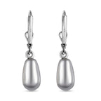 Light Grey Pearl Finest Austrian Crystal Earrings in Platinum Overlay Sterling Silver 7.45 Ct.