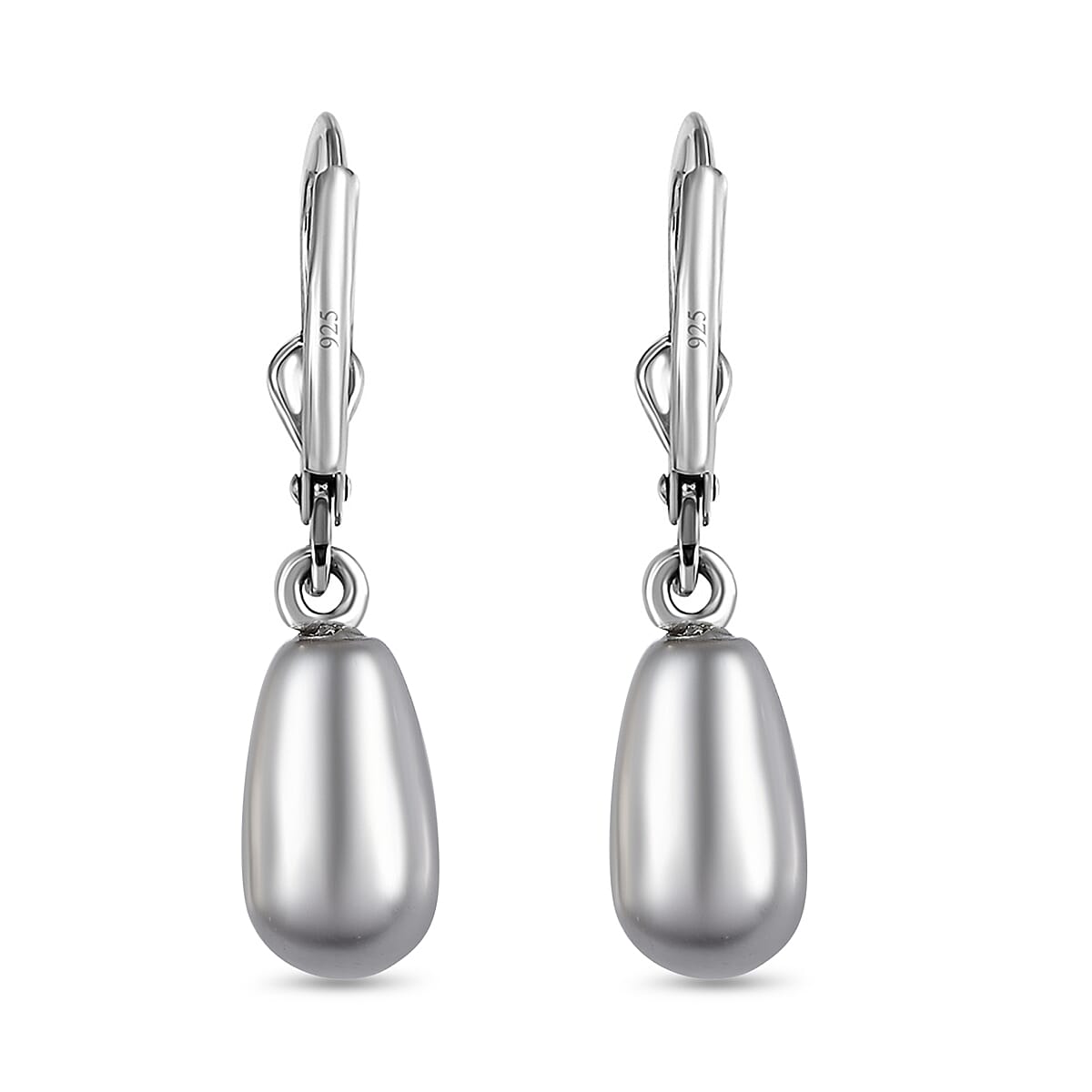 Light Grey Pearl Finest Austrian Crystal Earrings in Platinum Overlay Sterling Silver 7.45 Ct. 7657877 4