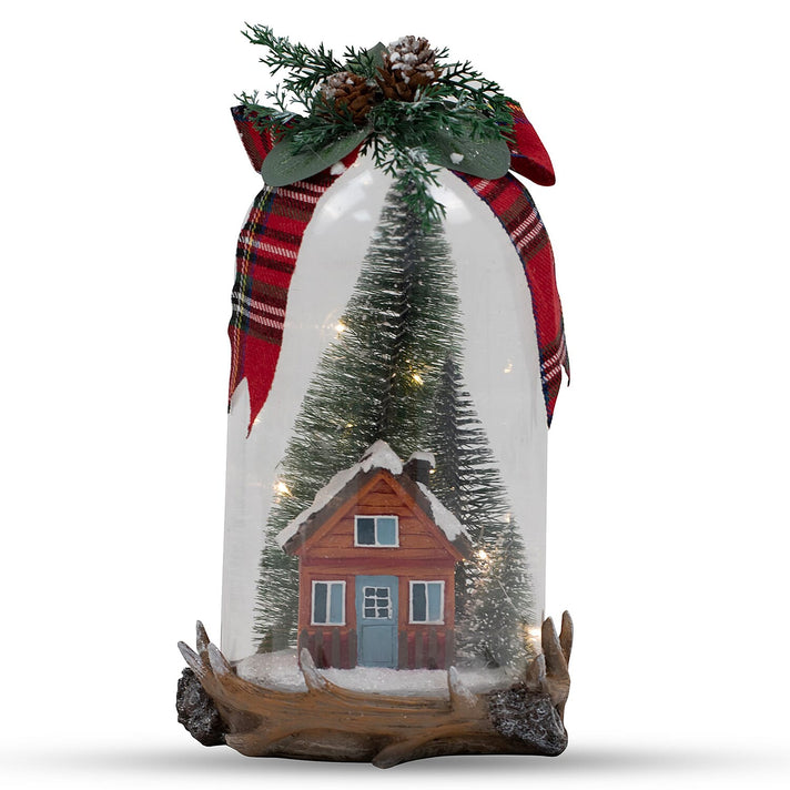 Light-up Christmas Cottage in a Dome 7814519 1