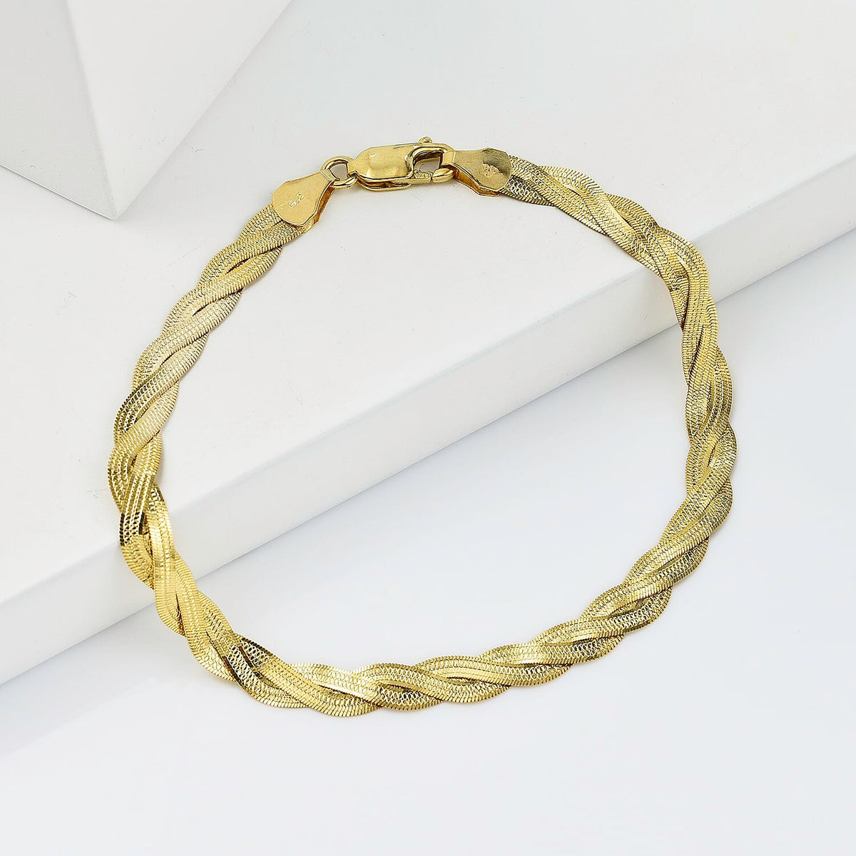 Limited Edition - 9K Yellow Gold Twisted Herringbone Bracelet (Size - 7.5). Gold wt 3.70 Gm 7733846 2