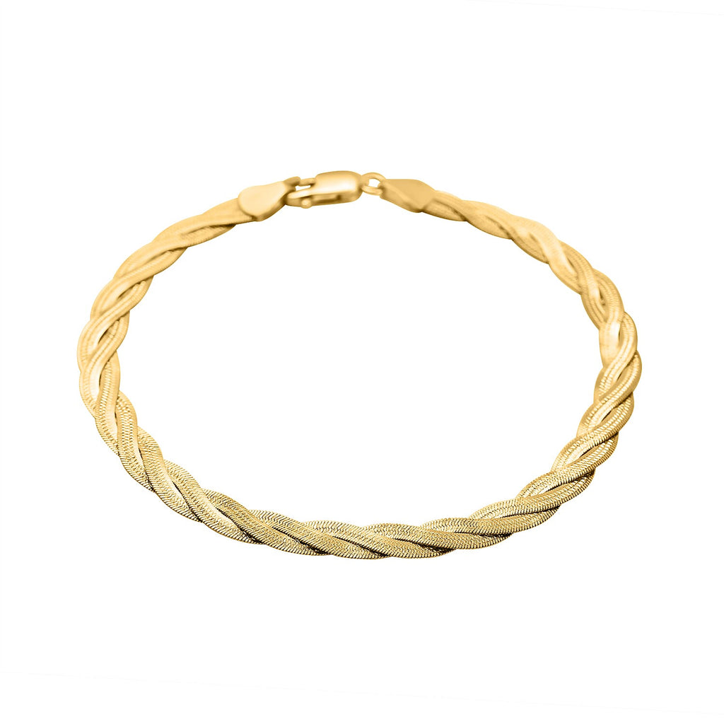 Limited Edition - 9K Yellow Gold Twisted Herringbone Bracelet (Size - 7.5). Gold wt 3.70 Gm