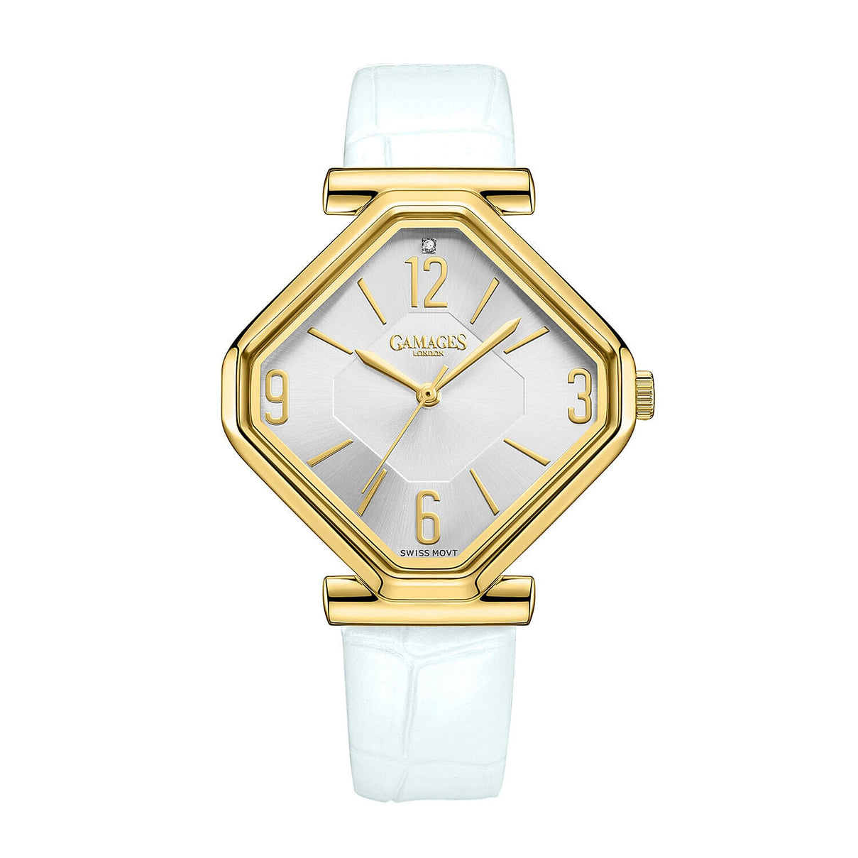 Limited Edition - Gamages Of London Ladies Diamond Stature Ladies Watch with Leather Strap - White 7270460 0
