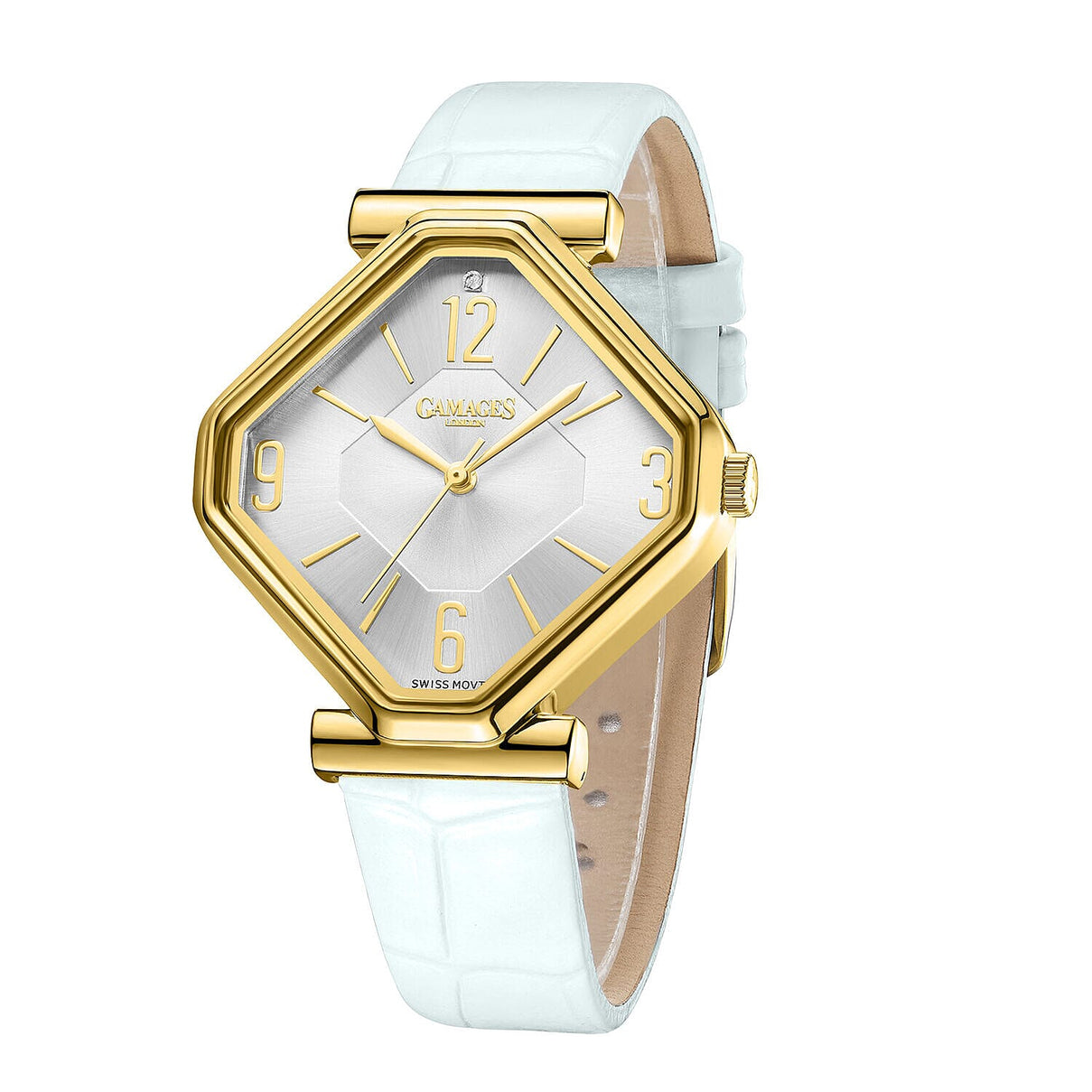 Limited Edition - Gamages Of London Ladies Diamond Stature Ladies Watch with Leather Strap - White 7270460 3